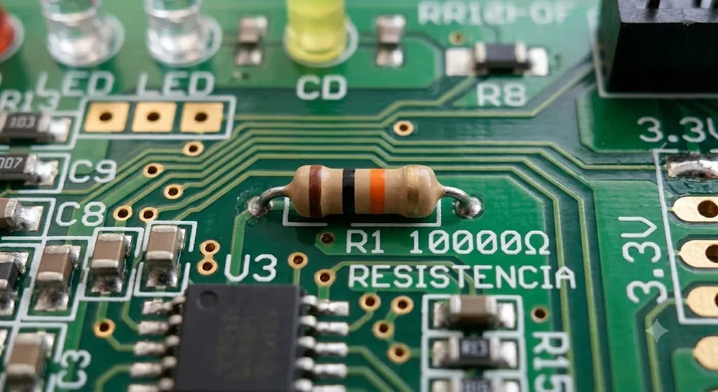 Resistencia 10K Ω - 10,000 ohms en una placa PCV Resistencia 10K Ω - 10,000 ohms en una placa PCV